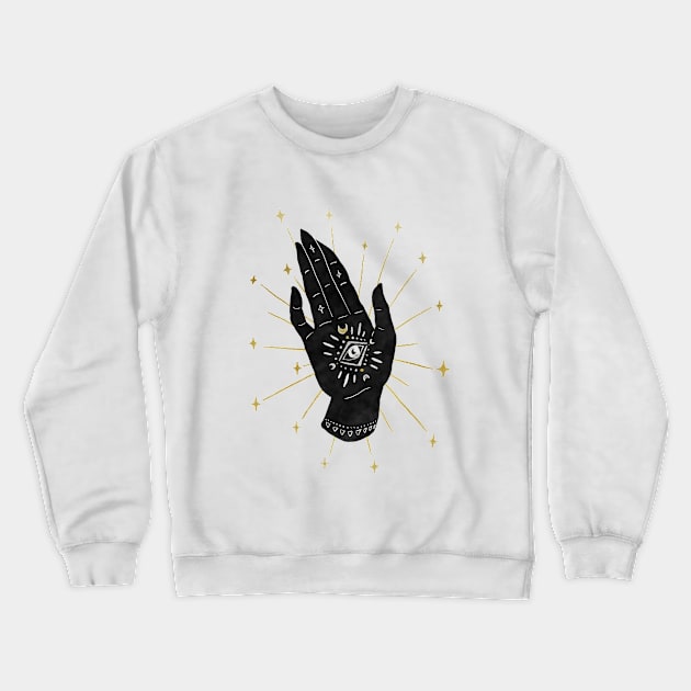 Mystic Hand With Eye Crewneck Sweatshirt by Serena Archetti